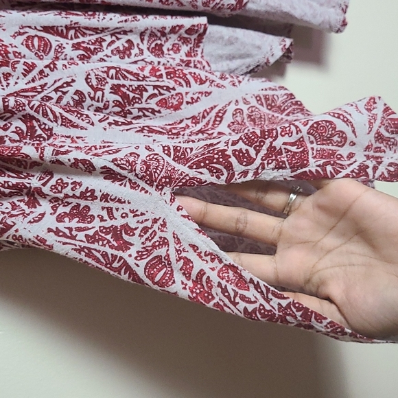 Free People "Good Morning" Beaded Cold Shoulder Red Paisley Print Top - Picture 6 of 9